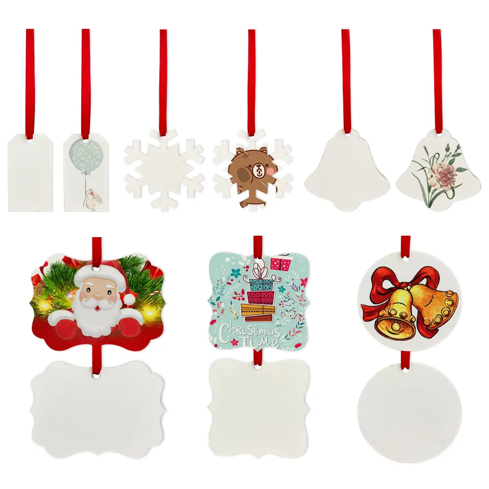 USA warehouse stock MDF Christmas Ornament Christmas Tree Ornament Round Sublimation Blanks Pendants for sublimation printing