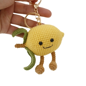 Cute Crochet Lemon Keychain Lemon <b>Doll</b> Knitting Keyrings for Car Keys Bag Pendant Charm Handmaking Weaved Fruit Keychain Crochet - Product Image 1