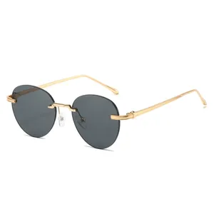 Fashion Vintage Rimless Metal Gold/Silver Colored Lightweight UV400 <b>Sunglasses</b> for Unisex Adults- Style - Product Image 4