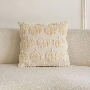 <b>Throw</b> Covers 18X18 Inch Autumn Pumpkins Eco-Friendly Cartoon Pillow Cases <b>Beige</b> Thanksgiving Plush Decorative Cushion Sofa Couch - Product Image 1