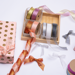 Rubans élégants en organza métallique de 1-1/2 pouces de large, couleur unie scintillante, pour emballage cadeau, nœuds décoratifs, fournitures pour fêtes de mariage - Product Image 1