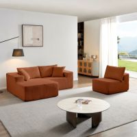 Sofá Seccional Modular en Forma de U de Tela Verde, Sofá Comprimido para Sala de Estar, Juego de Sofás Envasados al Vacío, Sofás de Compresión