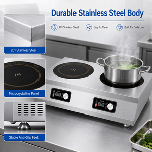 Commercial Tabletop <b>Double</b> Burner <b>Induction</b> Cooker Stainless Steel Portable 2 Head <b>Induction</b> <b>Hob</b> for Restaurant Cafe Countertop - Product Image 6