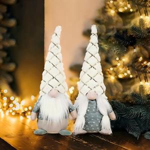 LINGKAI White Gold Knitted Sequin Plush Gnome <b>Hat</b> Faceless Doll Figurine Home Tabletop Ornament <b>Holiday</b> Gift - Product Image 1