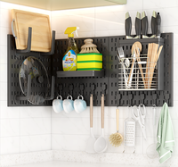Dormitory Cuisine Tenture murale sans poinçonnage Décoration Trou Plaque Rack de rangement Mur avec crochet Étagère Étagère Panneau perforé