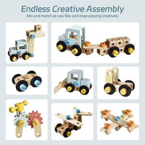 Ensemble d'outils pour enfants, outils en <span class=keywords><strong>bois</strong></span>, banc, jouet pour tout-petits, établi avec des outils réalistes, jouet de construction, cadeaux pour les garçons et les filles de 3 à 9 ans - Product Image 5