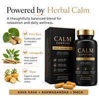 Complément Premium Calm Complex avec Extrait de Racine de Kava Kava 30% Ashwagandha & Maca pour le Soutien Anti-Stress Marque Privée OEM