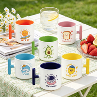Mug en céramique à poignée en T vierge pour sublimation, 6 couleurs intérieures, tasse à café, zone d'impression 20x7cm, personnalisable avec photo et logo, mug blanc pour presse à chaud