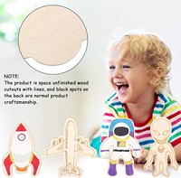 27 Pièces de découpe rondes en bois d'ingénierie à peindre sur le thème de l'espace, motifs fusée, planète, astronaute, extraterrestre, pour cadeaux de fête et projets artistiques DIY