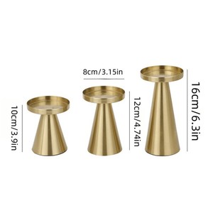 LANJO 3 paquetes de portavelas de metal chapado en oro, hechos a mano, con acabado dorado, para decoración del hogar - Product Image 5