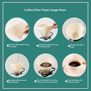 Papel de filtro de pulpa de madera desechable en forma de abanico para café, para preparación manual por goteo, con diseño de oreja colgante - Product Image 2