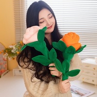 Adorable peluche rose en coton, fleur en tissu simulé, bouquet rembourré pour la Saint-Valentin, cadeaux unisexes