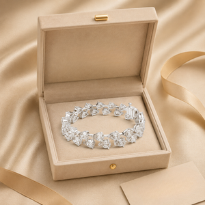 Elegante Brazalete de Oro de 14K con Cuentas y Cristales Transparentes, Joyería de Lujo para Mujer, Regalo para Bodas y Fiestas - Product Image 3