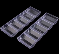 Vente en gros de plateau de rangement pour jetons de poker de 43 à 45 mm avec couvercle, en acrylique transparent mat, accessoire de casino pour transporter 100 jetons ronds