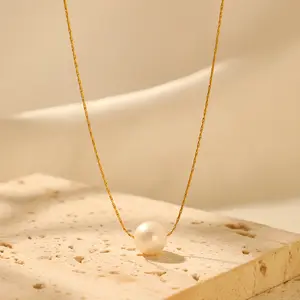 Minimalist Design Vintage Gold Imitation Pearl Necklace Collar Pearl Round Pearl Choker Necklace For Women