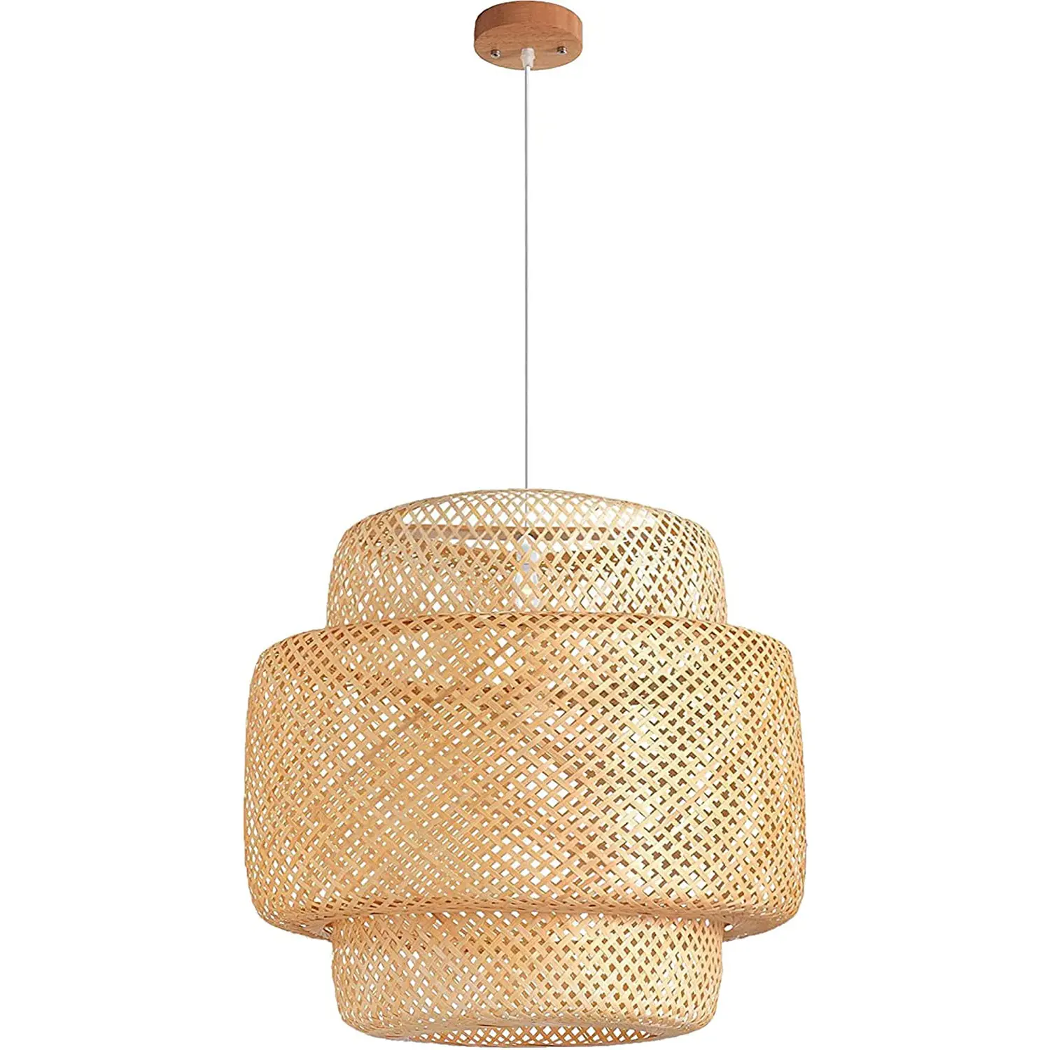 Hand woven bamboo chandelier natural rattan basket lamp Beige bamboo pendant light kitchen island lighting