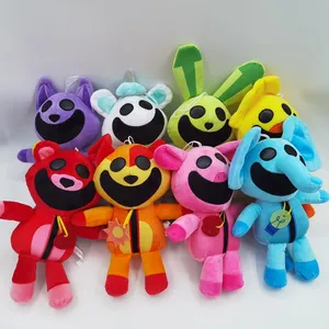 Popular bichos sonrientes juguete de peluche Animal conejo gato perro oso relleno bichos sonrientes Horror Animal juguetes de peluche