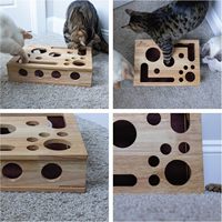 Juguete de laberinto de bolas de madera maciza de lujo con lima para uñas, diseño moderno para ejercicio y cuidado de uñas de gatos y perros