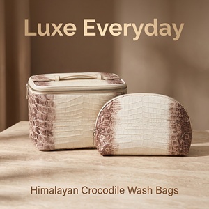 2Pcs Gradient Himalayan Crocodile Pattern PU Leather Zipper Durable Soft Handle Large Capacity Travel Makeup Organizer Cosmetic - Product Image 5
