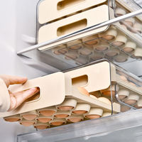 WANUO 32 Kapasitas Wadah Telur Kulkas 2 Tingkat Tipe Laci PVC Tahan Panas Kedap Udara dengan Tutup Gesper untuk Dapur
