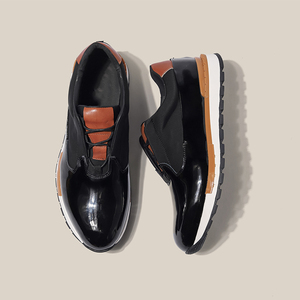 Chaussures décontractées pour hommes, baskets en cuir de vache véritable, design personnalisé, respirantes, tendance mode pour hommes - Product Image 1