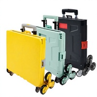 Chariot de courses pliable à quatre roues en plastique pour supermarché, grand espace, mini chariot pliable pour le camping