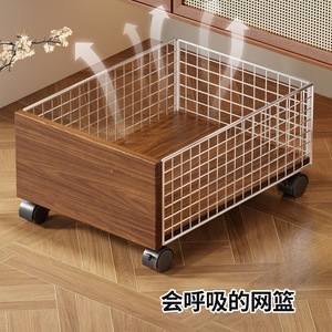 Wire Basket Storage <b>Trolley</b> With Wheels Rectangle 10-20 L Capacity For Bathroom <b>Laundry</b> Organizer Silver Black Color - Product Image 2