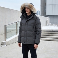 Parka d'hiver chaude pour homme avec capuche en fausse fourrure et rembourrage épais