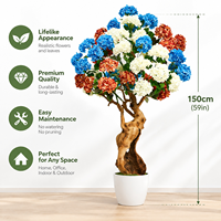Pohon Bunga Salju Buatan Mewah, Bonsai Hydrangea Realistis dari Fiber Glass untuk Dekorasi Pernikahan, Taman, dan Lanskap Hotel