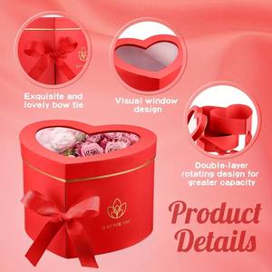 Gift Box Window PVC Letter Heart Shaped Flower <strong>Boxes</strong> with Lids Florist Double Layer Gift <strong>Paper</strong> <strong>Mache</strong> Box for Valentine's Day - Product Image 3