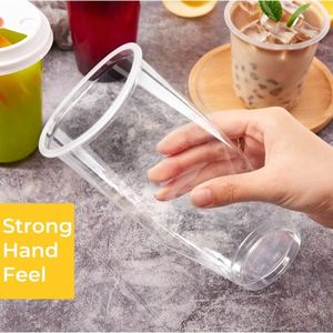 Vasos Desechables de Plástico PP con Fondo Plano de 90 mm, con Logotipo Personalizado, para Bebidas, 16oz/24oz, Transparentes, para Té de Burbujas, Jugos y Refrescos - Product Image 3
