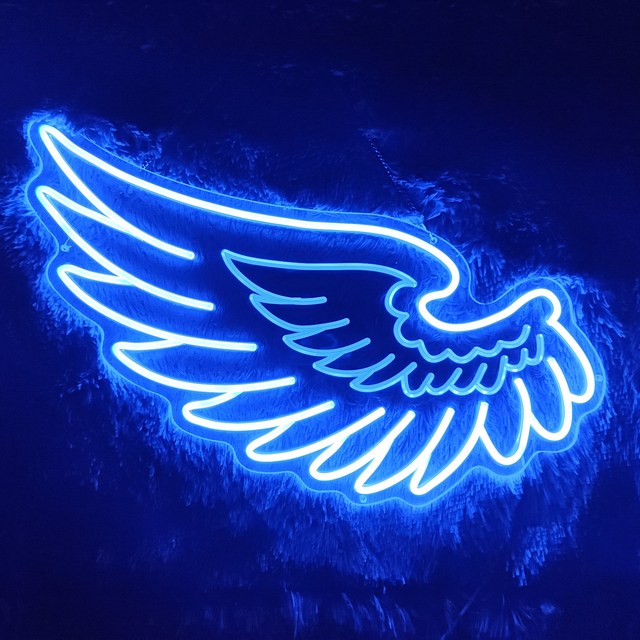 Neonawall Wholesale Angel Wings LED Neon Sign, Blue Wall Decor Light for Photo Booth & Commercial Use