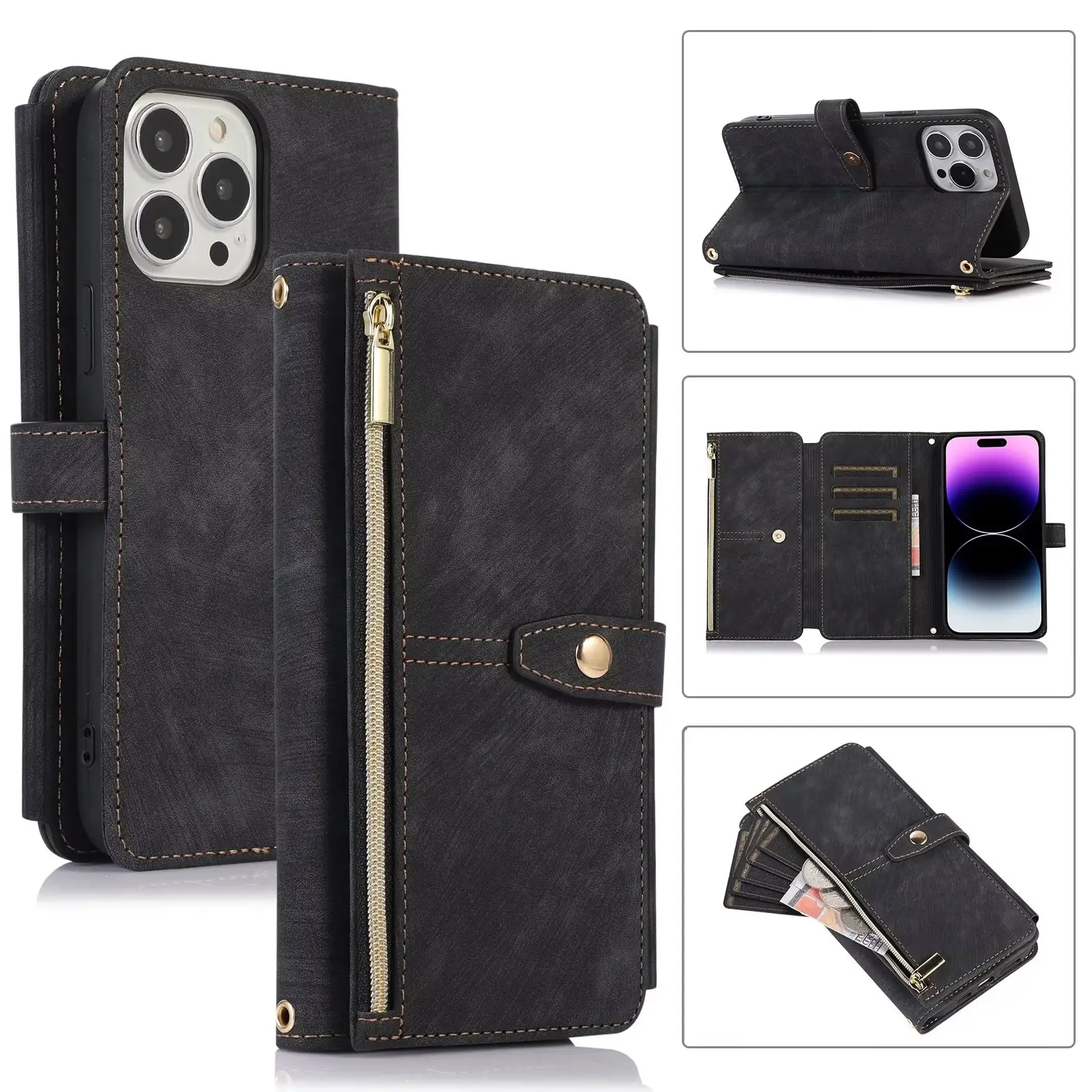 For Xiaomi Redmi K40S Note 11 10T 12T Pro Poco C3 X3 9C nfc Leather wallet zipper flip phone purse case cover
