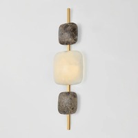 Applique murale LED minimaliste italienne en laiton doré avec abat-jour en albâtre naturel, luminaire mural moderne pour salon, chambre, hôtel, couloir, villa