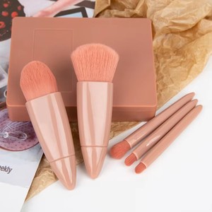 Set de 5 Brochas de Maquillaje de Viaje con Estuche con Espejo, Brochas para Polvo, Rubor, Base y Sombra de Ojos - Product Image 4