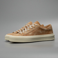 Nouvelles chaussures décontractées polyvalentes pour hommes en cuir véritable de buffle vieilli et délavé, couleur marron, style tendance