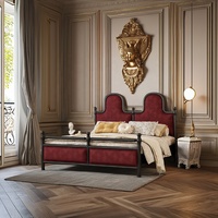 Lit double américain rétro moderne simple 1.8 mètres lumière luxe panneau solide chambre principale lit de mariage 1.5 mètres vieux Paris