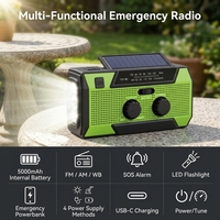 Radio AM FM NOAA para la Temporada de Huracanes, 5000 mAh, Energía Solar, Alarma SOS, Linterna LED, Kit de Preparación para Desastres