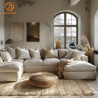 Canapé modulaire sectionnel grand format en tissu crème style Daylight Furniture, pour salon, blanc, doux, moderne, en forme de nuage