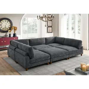 Hiện đại phong cách Châu Âu phong cách Mỹ Modular Sofa giường cao cấp phòng khách sofa Set rắn gỗ chân mạnh mẽ cắt giường sofa