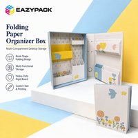 Organisateur de bureau pliable personnalisé en forme de livre, boîte en papier avec plusieurs compartiments et porte-stylos pour la papeterie