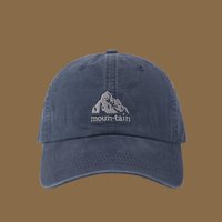 Gorra de Béisbol Unisex Retro con Patrón Bordado de Montaña, 6 Paneles, Visera Curva, de Algodón Ajustable