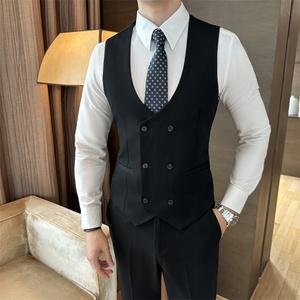 <span class=keywords><strong>Traje</strong></span> de hombre vintage marrón café de doble botonadura, conjunto de 3 piezas para negocios, corte británico ajustado, talla grande, blazer formal para novio de boda - Product Image 6