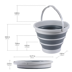 Secchio Multiuso Rotondo da 5L per Esche da Cricket, Grigio, in PP TPR, Mini Secchio Pieghevole per Esterni, Lavanderia e Campeggio - Product Image 4