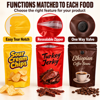 Sacs d'emballage personnalisés à faible MOQ avec logo imprimé pour la crème sure, les chips, le jambon de dinde, les grains de café, les aliments secs, pour le stockage