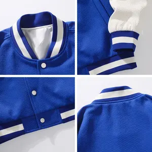 Chaqueta Universitaria de Béisbol Vintage Unisex Personalizada OEM, Transpirable, con Parches de Chenilla Bordados, Mangas de Cuero, Talla Grande - Product Image 4
