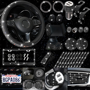 27pcs <span class=keywords><strong>Set</strong></span> Aksesoris Mobil Diamond Bling Sarung Setir, Sarung Tuas Persneling, Sarung Rem Tangan, Bantalan Sandaran Tangan, Charger Rush <span class=keywords><strong>Hilux</strong></span> Rav4 - Product Image 3