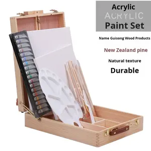 Chevalet de table en bois JiaHua, type boîte, avec tiroir, pliable, pour <span class=keywords><strong>peinture</strong></span>, ensemble de <span class=keywords><strong>peinture</strong></span> acrylique 18 couleurs, modèle - Product Image 1