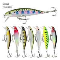 Leurre de pêche Wildtrek 7cm 13.9g Minnow coulant, longue portée, appât dur avec système de transfert de poids, pour eau douce et salée, pour achigan, truite, brochet