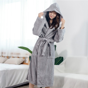 Peignoir à capuche <span class=keywords><strong>en</strong></span> velours 100 % coton de qualité supérieure, doux et absorbant, <span class=keywords><strong>en</strong></span> tissu éponge, <span class=keywords><strong>pour</strong></span> hommes et femmes, idéal <span class=keywords><strong>pour</strong></span> hôtel et spa - Product Image 2
